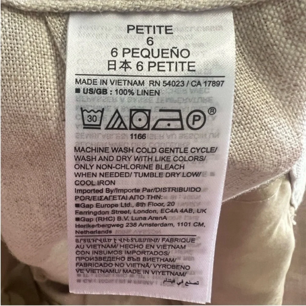 Banana Republic Lina Slim Ankle Linen Pants Neutral Cream Workwear 6P NWT
